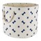 Contemporary Home Living 15" White and Blue Decorative Round Medium Lattice Paw and Bone Pet Storage Bin